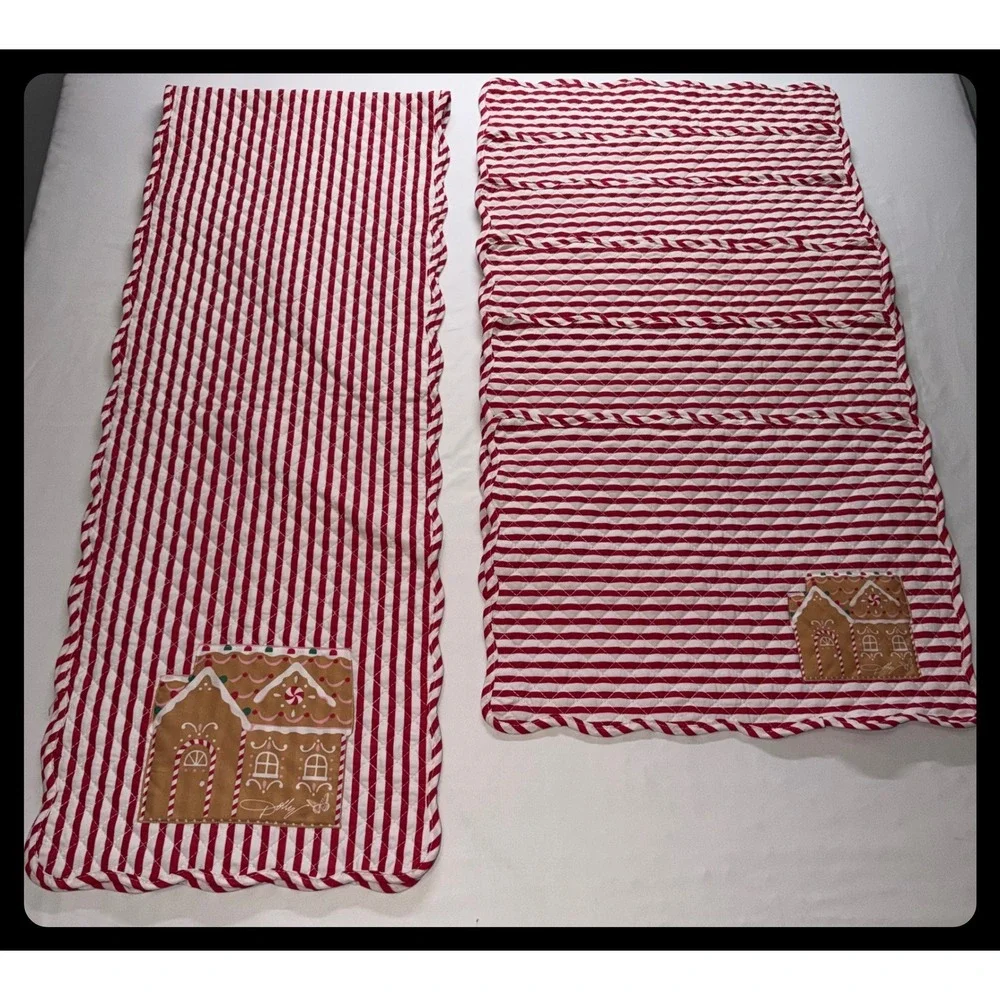 Dolly Parton Table Runner & 6 placemats Gingerbread House Christmas Decor